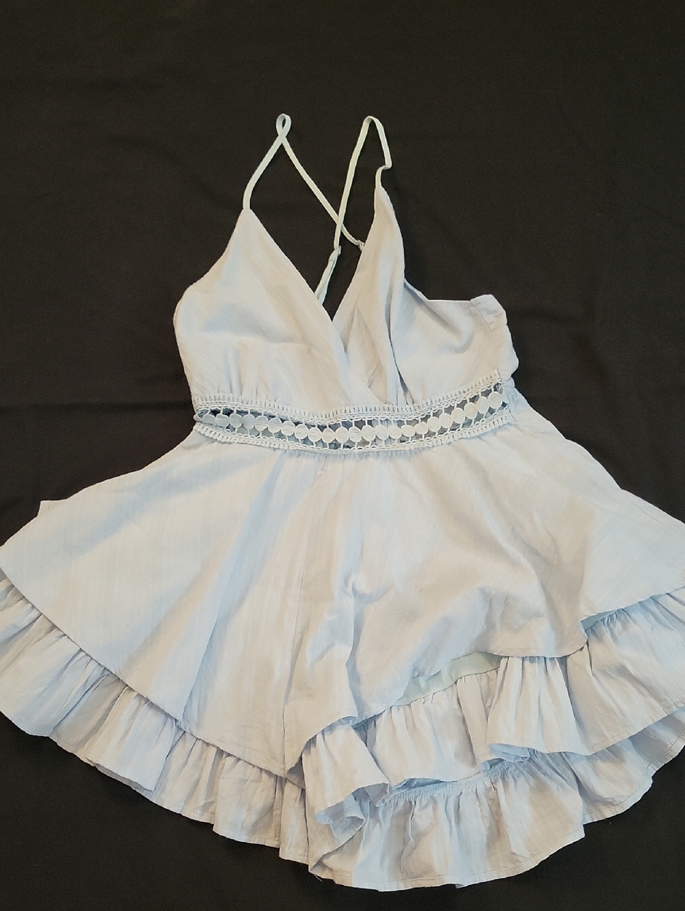 SHEIN Light Blue Ruffle Romper